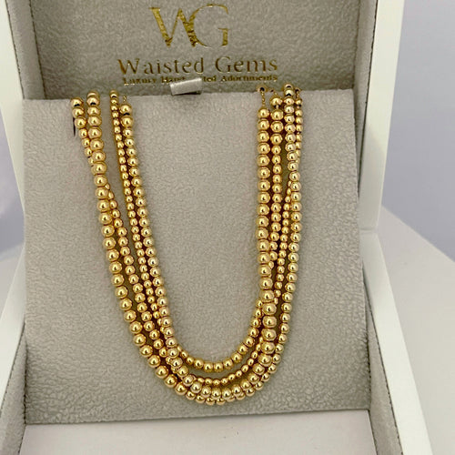 14k Gold Filled Double-Strand Waist Beads – Smooth Bead Detail