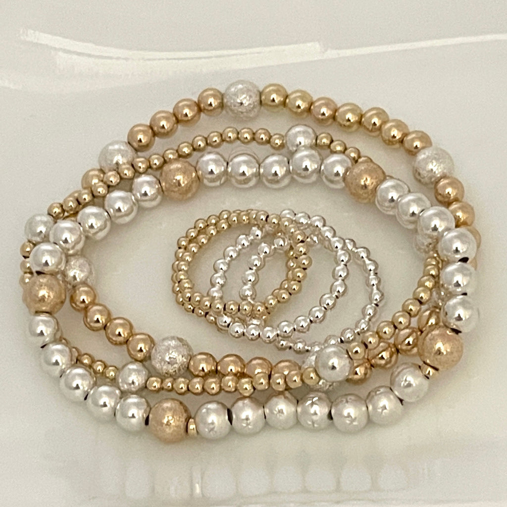 14k Gold Beaded Stretch Ring – Minimalist Stacking Ring in Solid Gold or Gold Filled