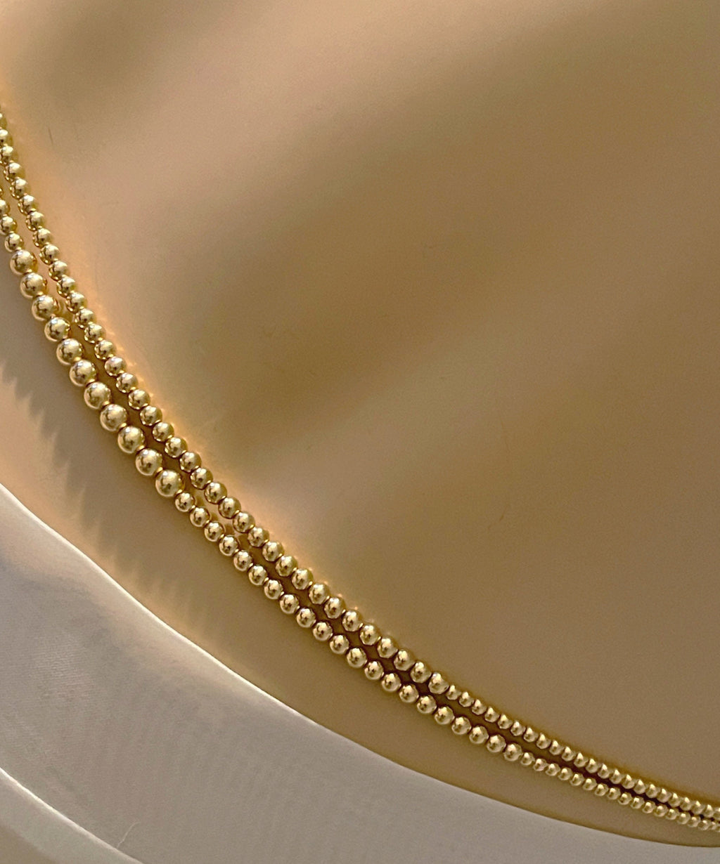 14k Gold Filled Double-Strand Waist Beads – Smooth Bead Detail