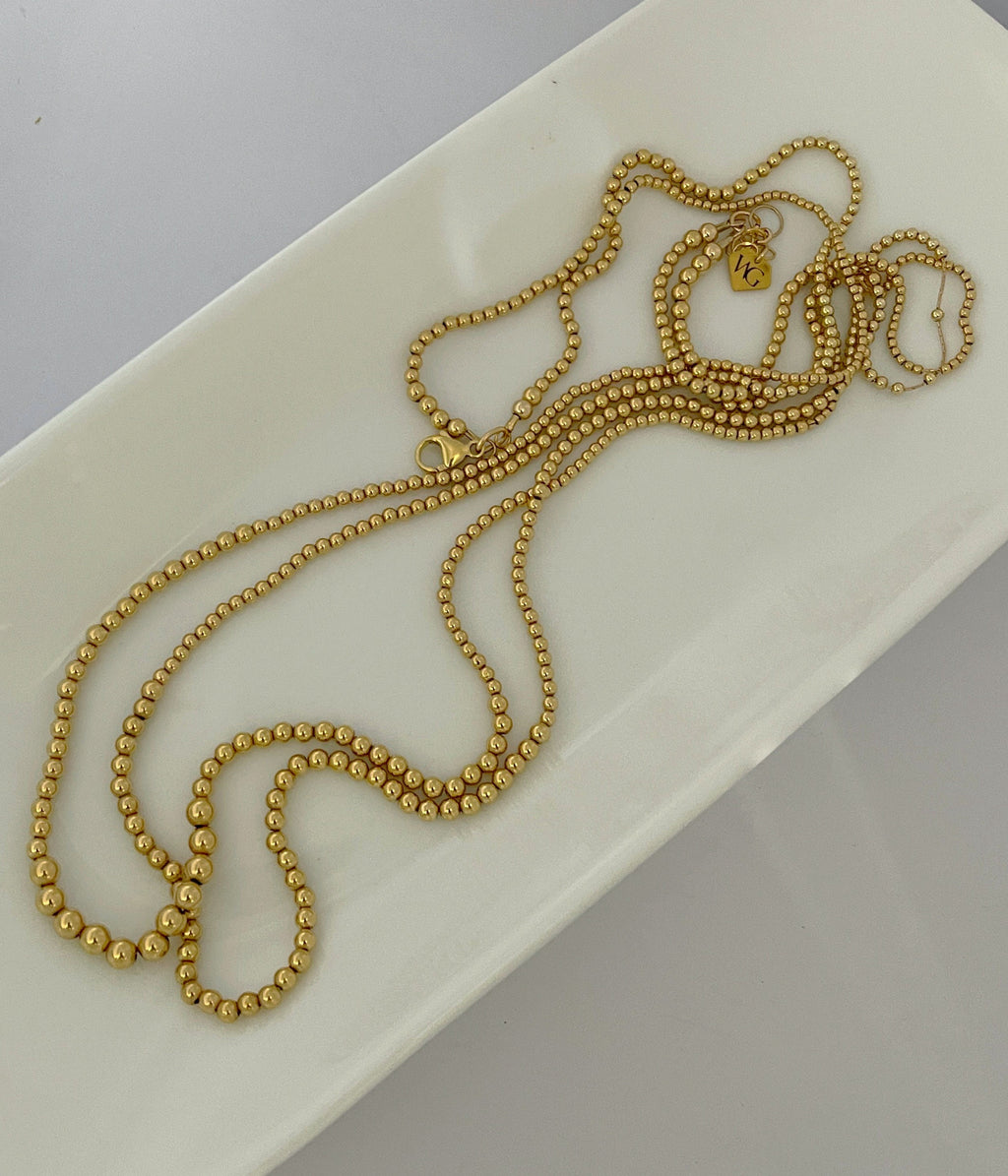 14k Gold Filled Double-Strand Waist Beads – Smooth Bead Detail