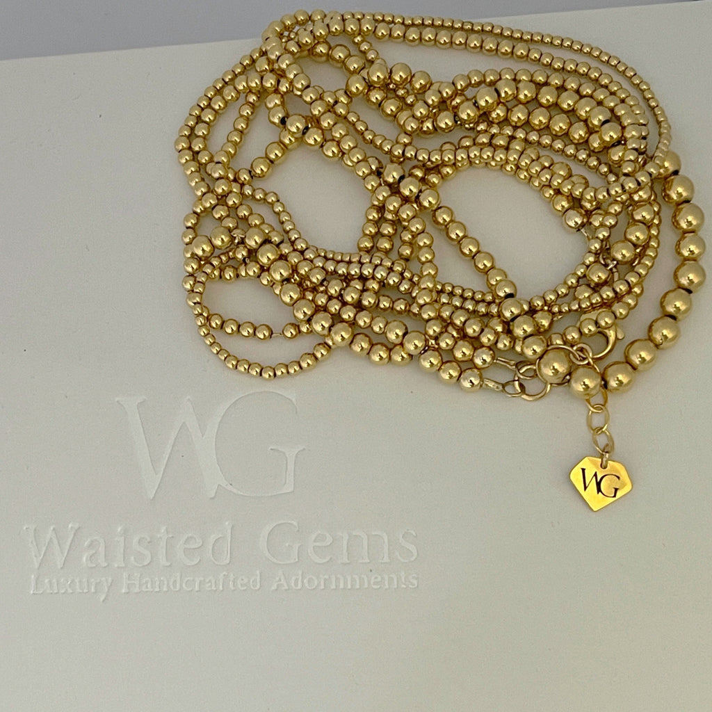 14k Gold Filled Double-Strand Waist Beads – Smooth Bead Detail