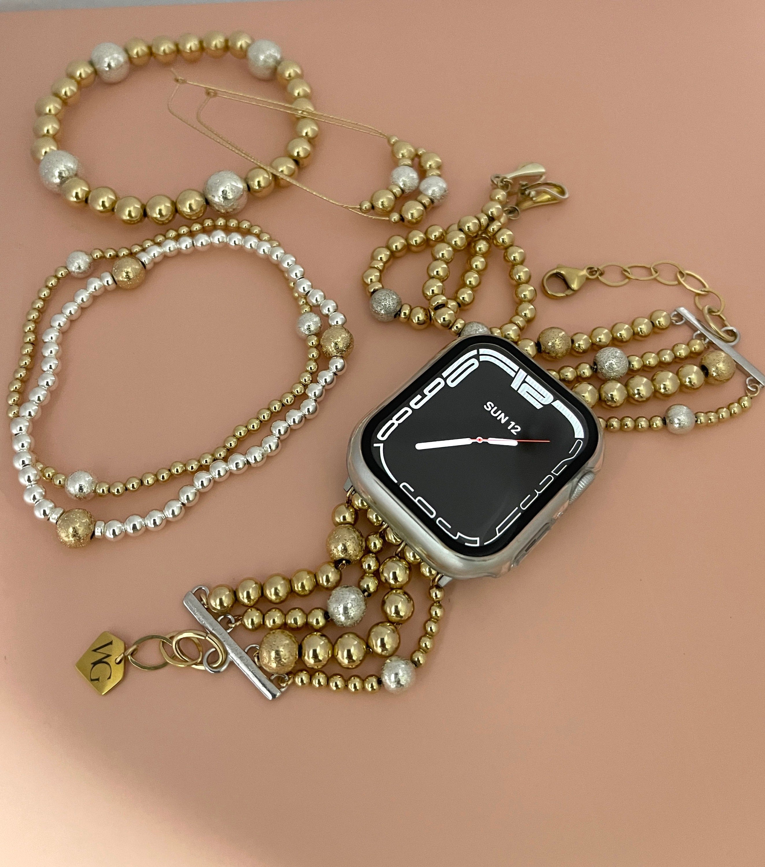 10k Gold Beaded Bracelet Set: