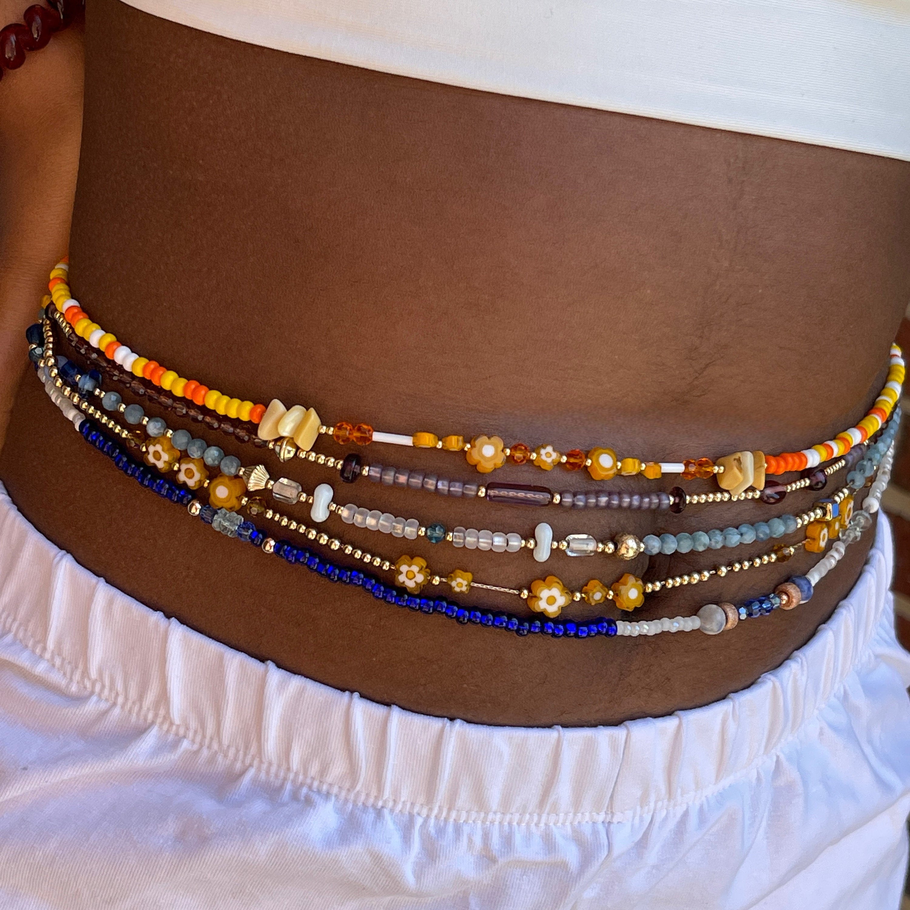 14k Gold Filled Waist Beads – Flower Detail