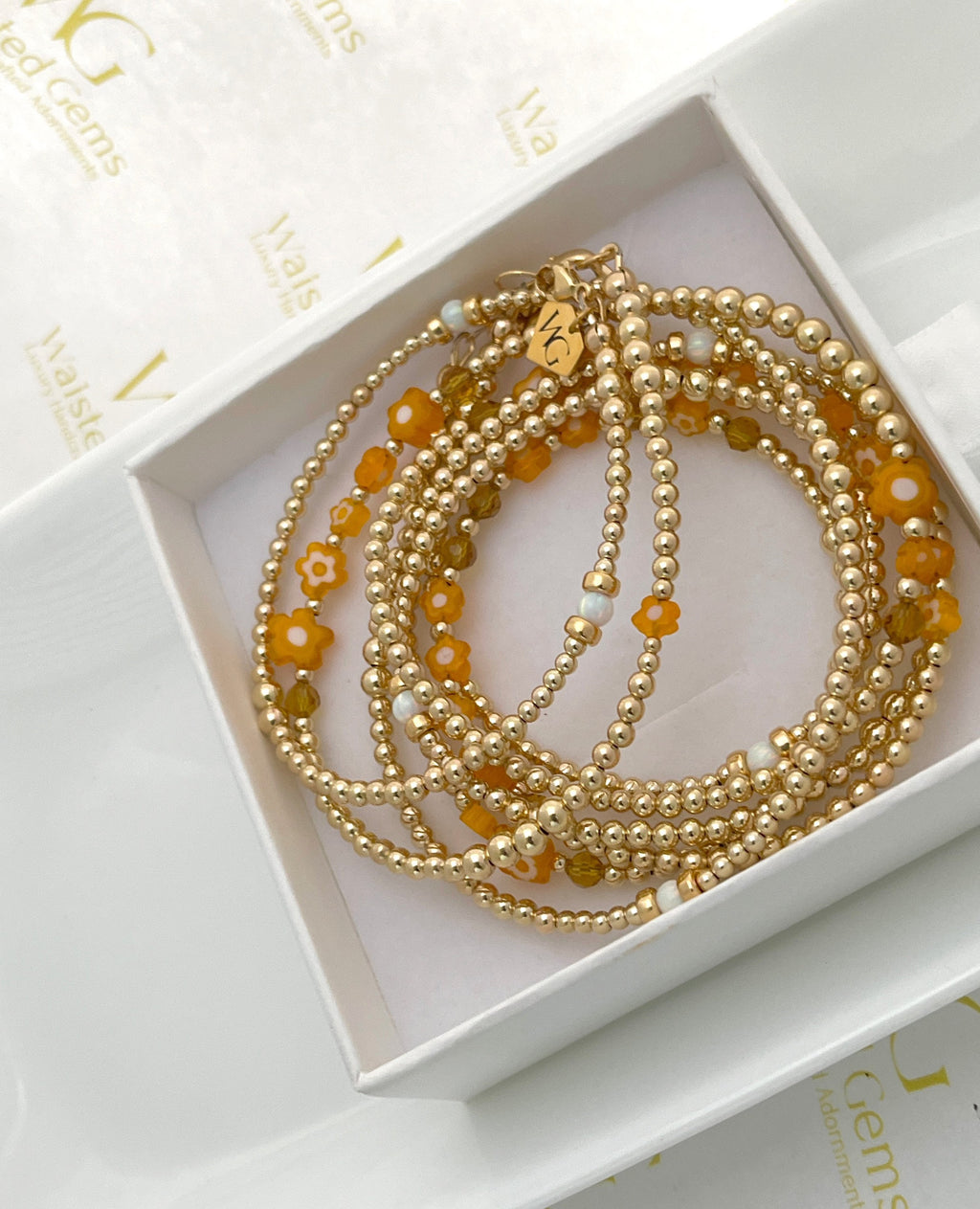 14k Gold Filled Waist Beads – Flower Detail