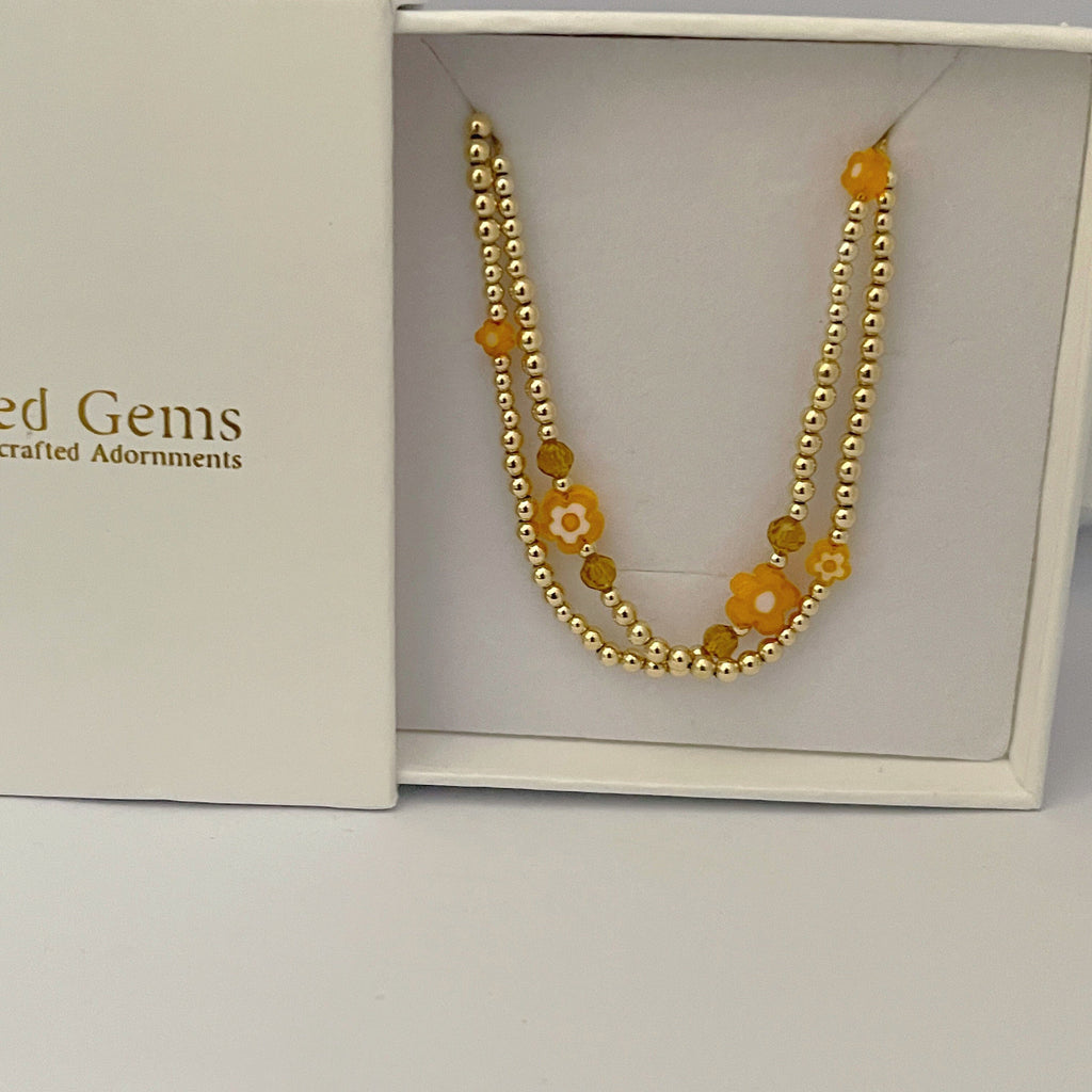 14k Gold Filled Waist Beads – Flower Detail