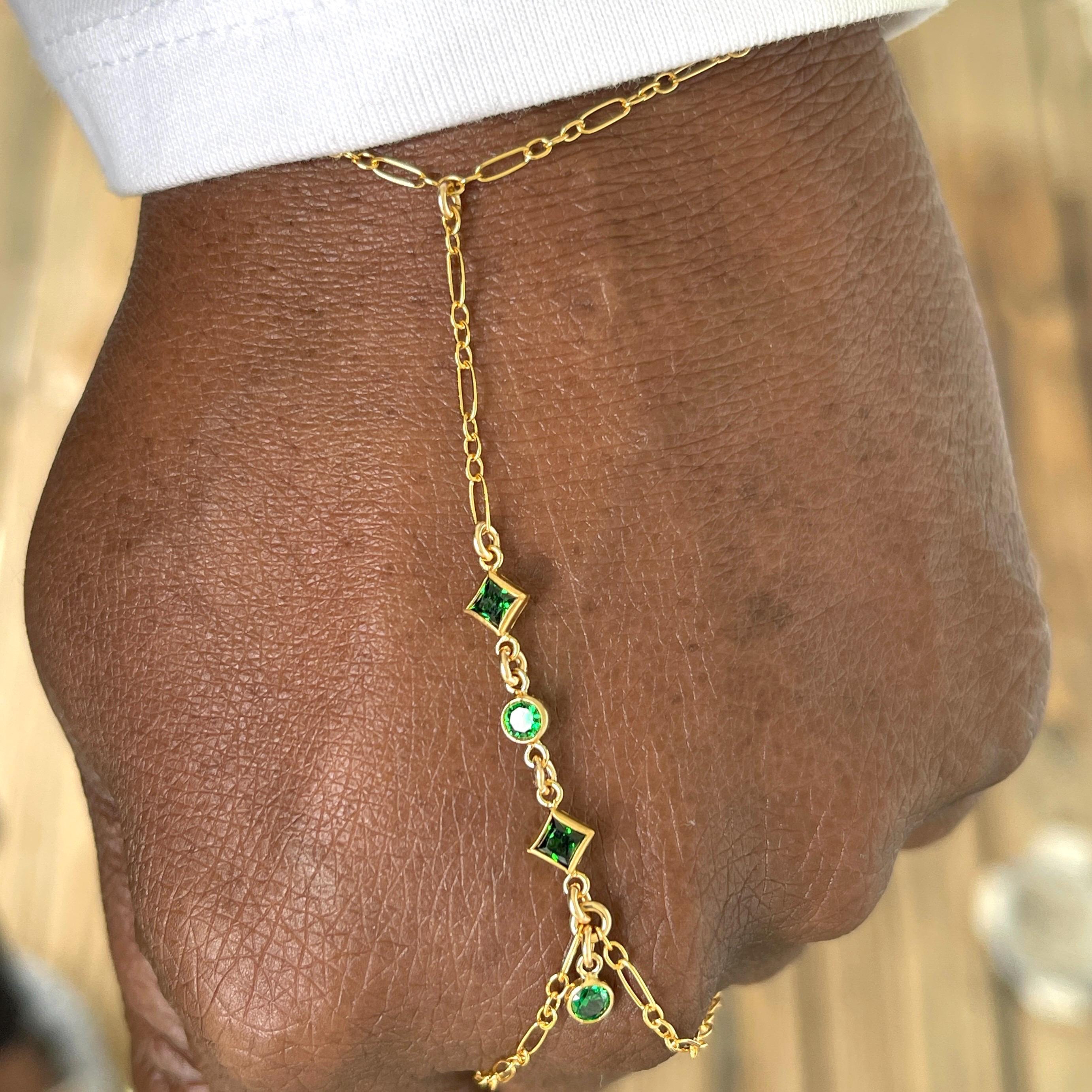 14k Gold Amethyst Hand Chain Bracelet