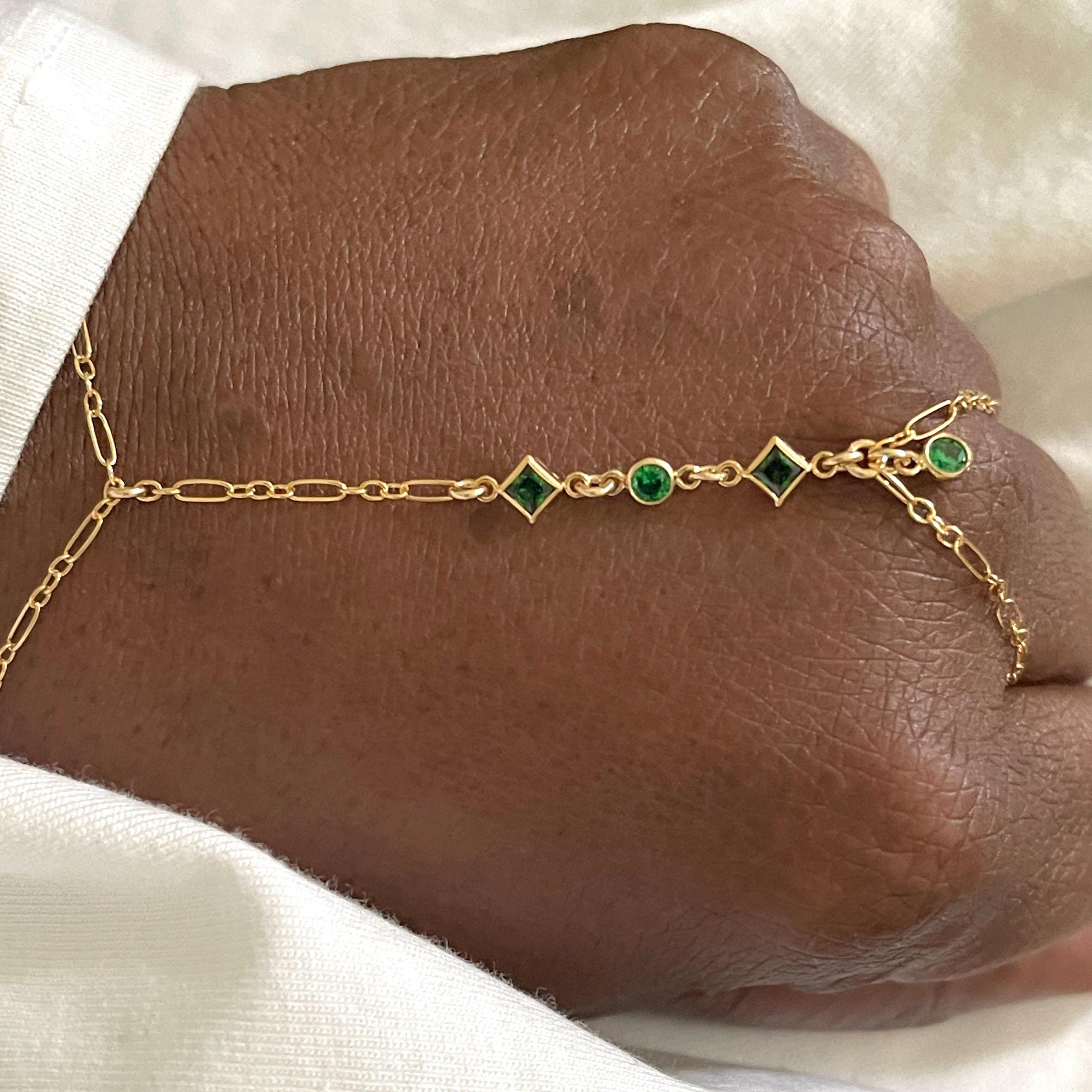 14k Gold Amethyst Hand Chain Bracelet