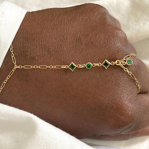 14k Gold Amethyst Hand Chain Bracelet