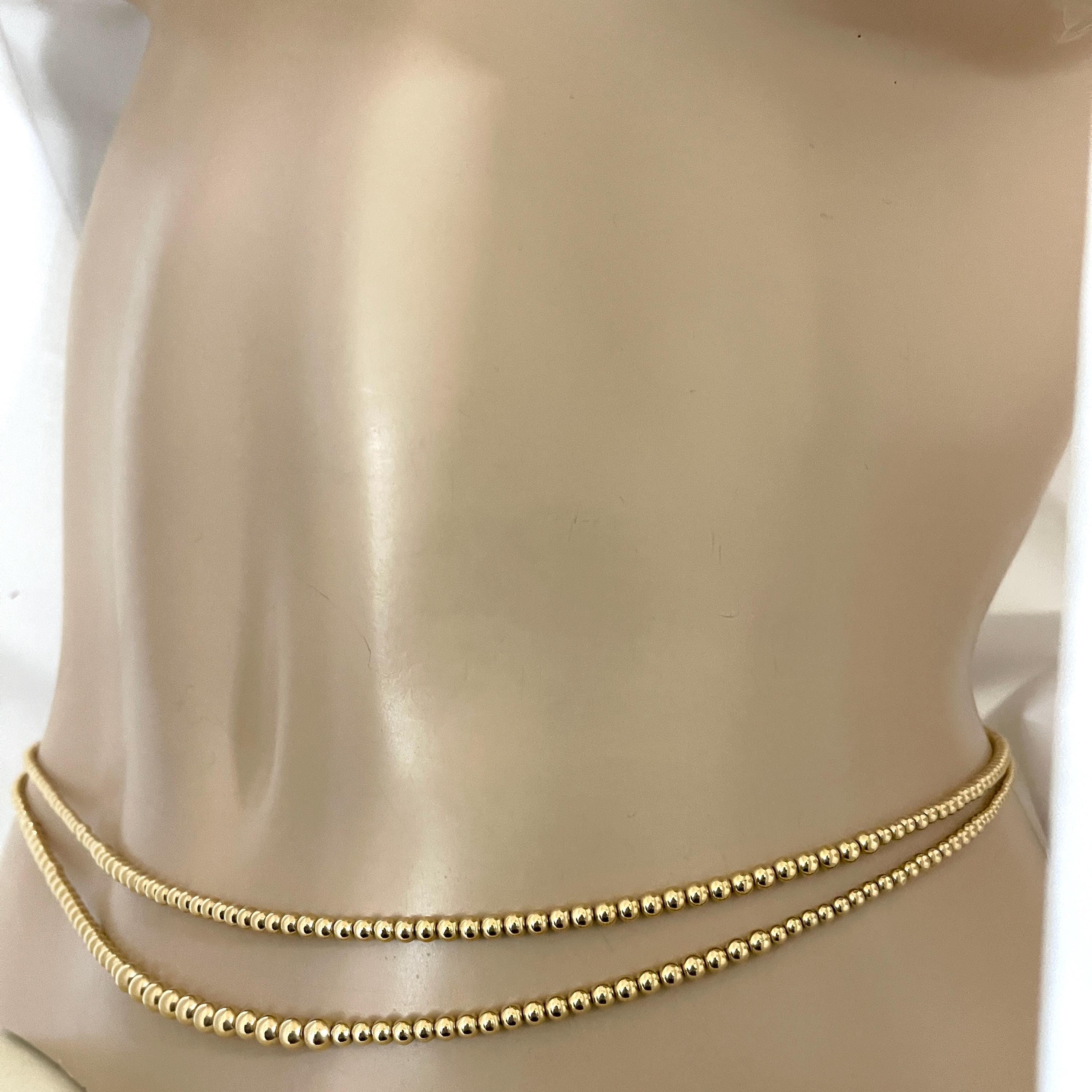 Gold D Strand Waist Bead Set | Gold Waterproof Belly Chain | Double African Waist Beads | Belly Chain | Waisted Gems | Gift for Her