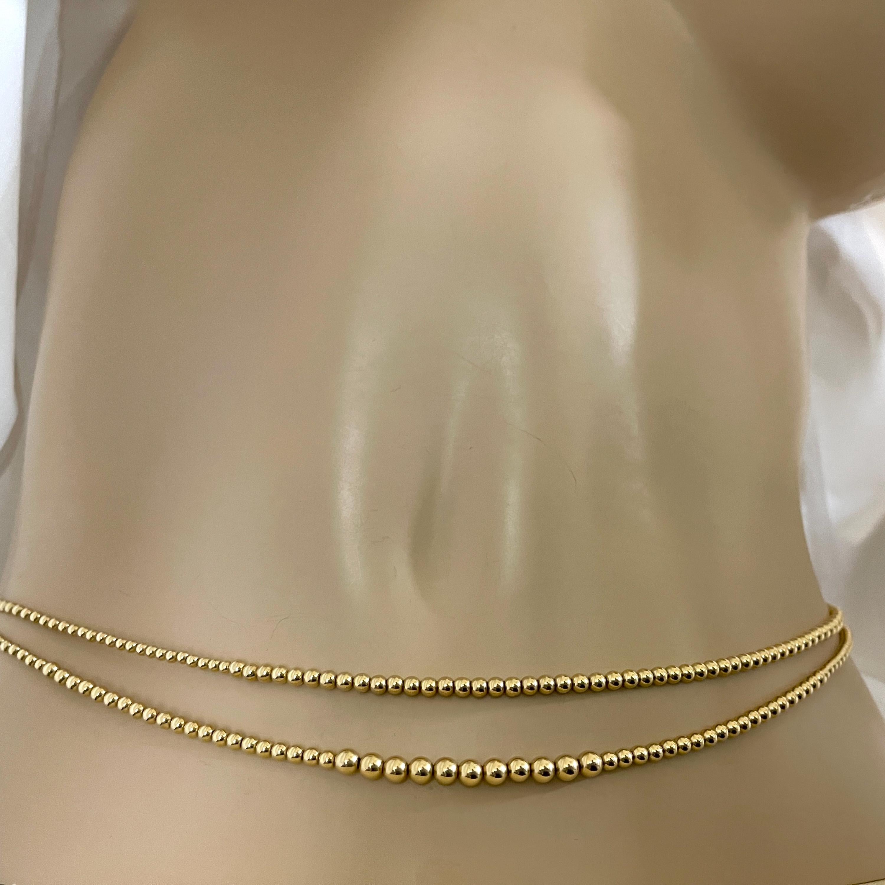 Gold D Strand Waist Bead Set | Gold Waterproof Belly Chain | Double African Waist Beads | Belly Chain | Waisted Gems | Gift for Her