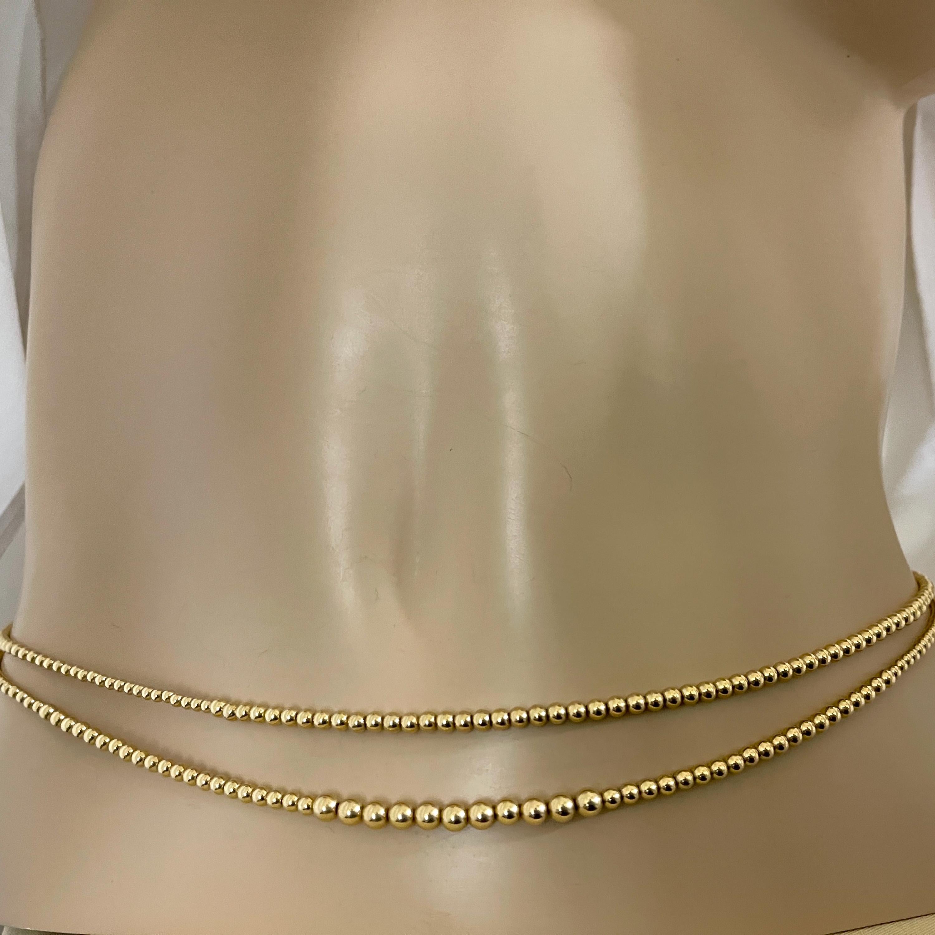 Gold D Strand Waist Bead Set | Gold Waterproof Belly Chain | Double African Waist Beads | Belly Chain | Waisted Gems | Gift for Her