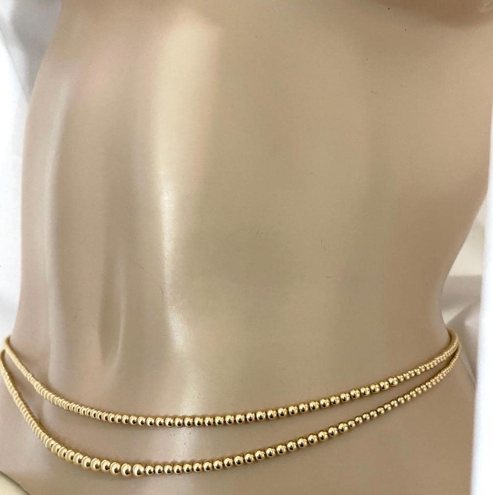 14k Gold Filled Double-Strand Waist Beads – Smooth Bead Detail