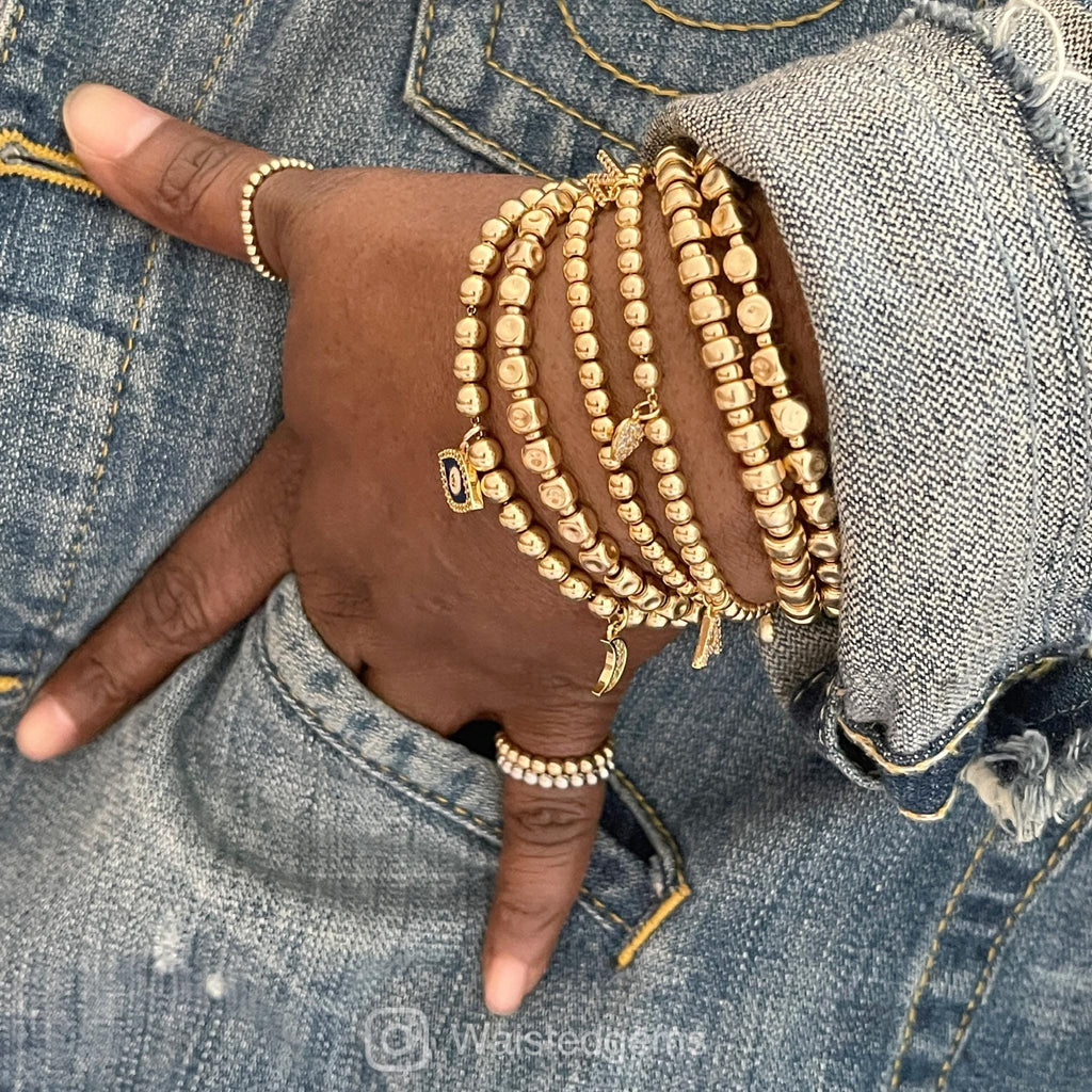 14k Gold Beaded Stretch Ring – Minimalist Stacking Ring in Solid Gold or Gold Filled