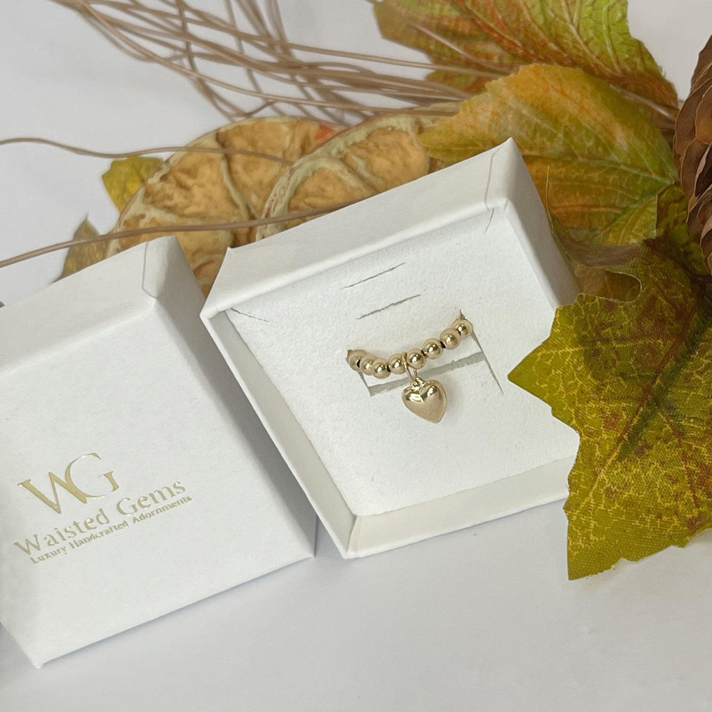 gold puffy heart ring 