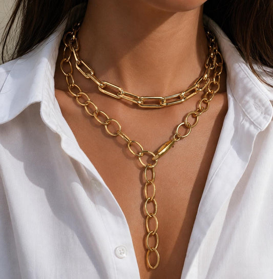 Large Link Statement Charm Necklace — Mixed Babes Collection