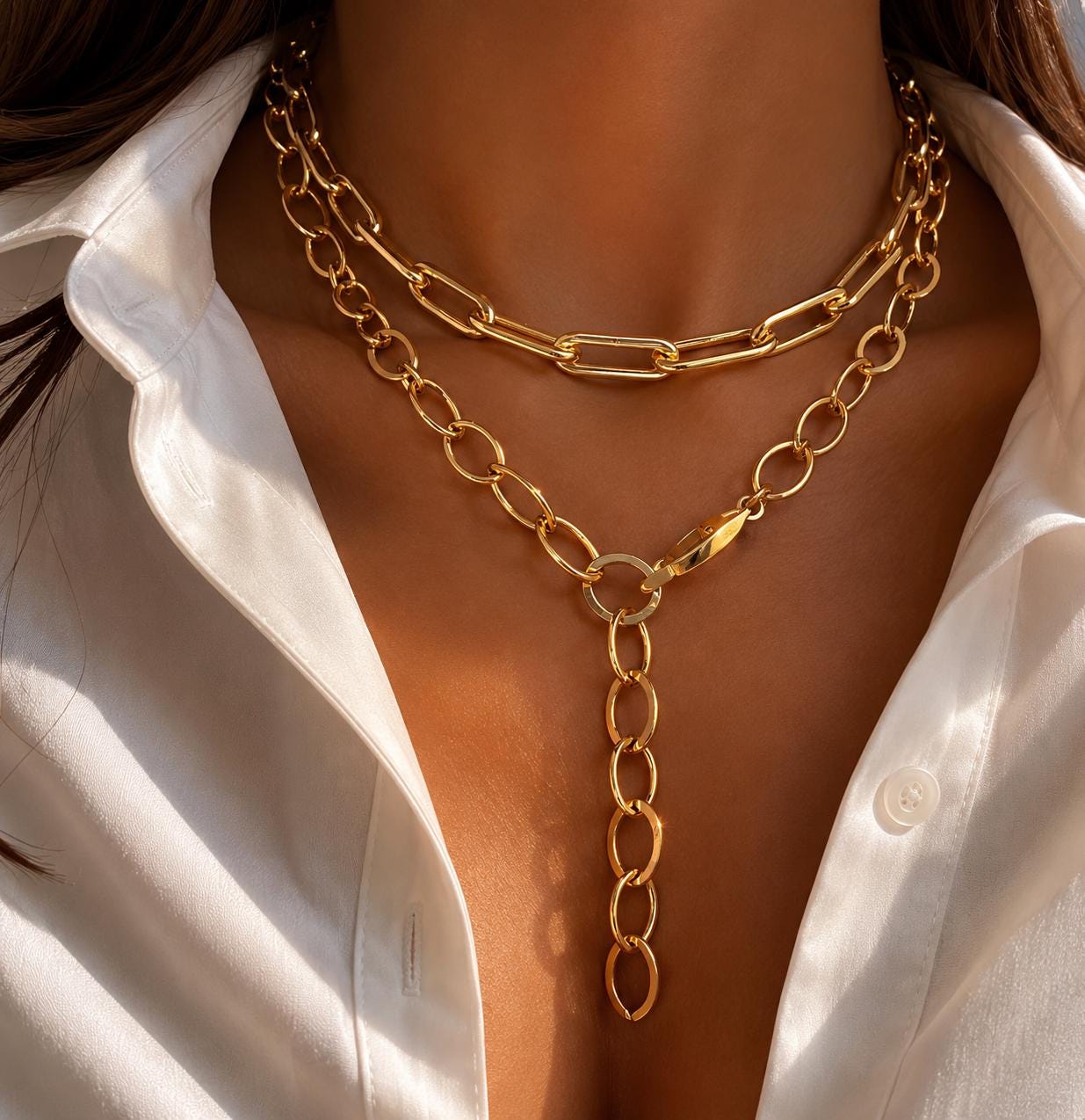 Large Link Statement Charm Necklace — Mixed Babes Collection