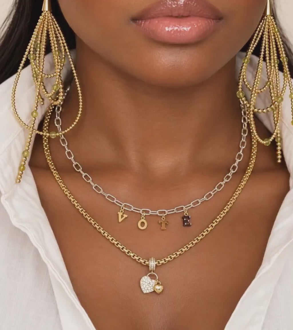 14k Gold Filled Long Drop Earrings – Natural Peridot Beaded Cone Design