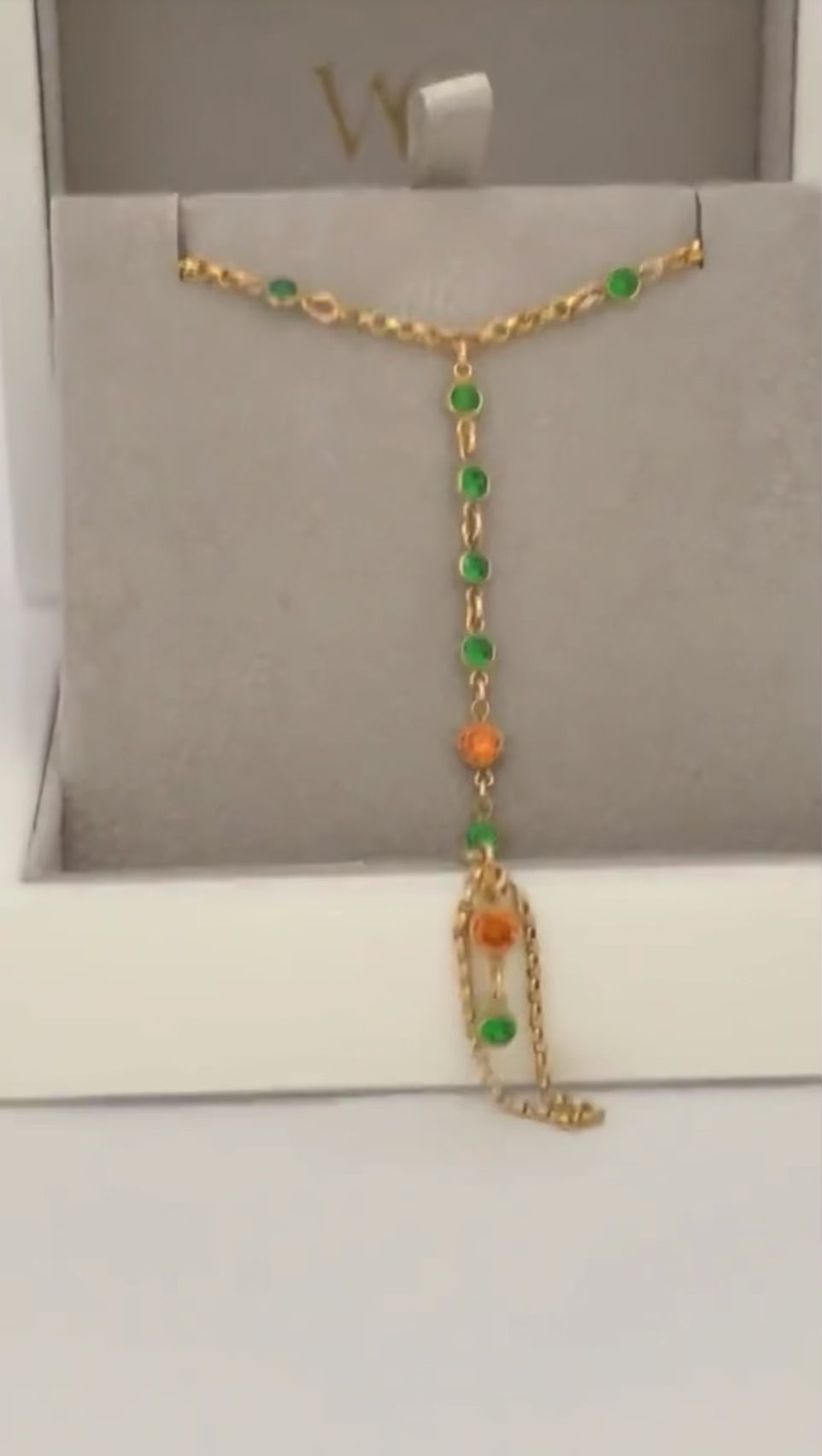 14k Gold Filled Hand Chain Bracelet – Emerald Bezel Set