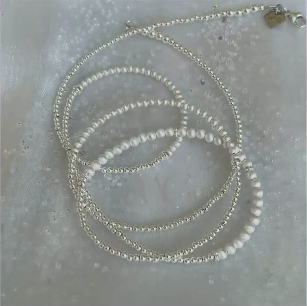 Sterling Silver Waist Beads – Sandblast & Starburst Detail