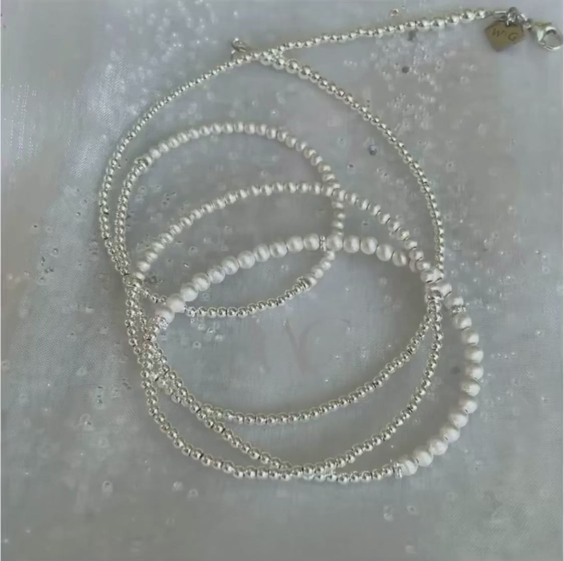 Sterling Silver Waist Beads – Sandblast & Starburst Detail