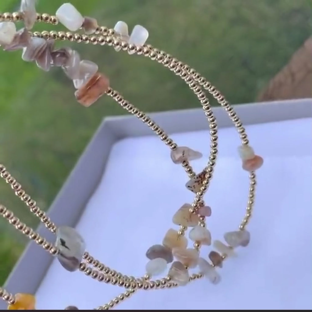 14k Gold Filled Waist Beads – Agate Chip Accent
