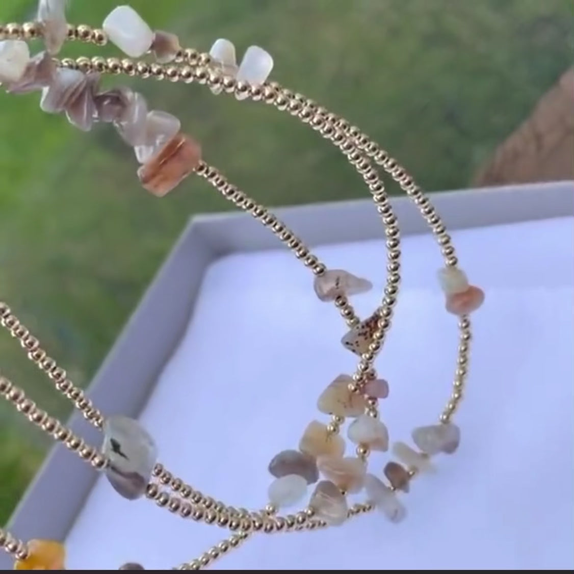 14k Gold Filled Waist Beads – Agate Chip Accent