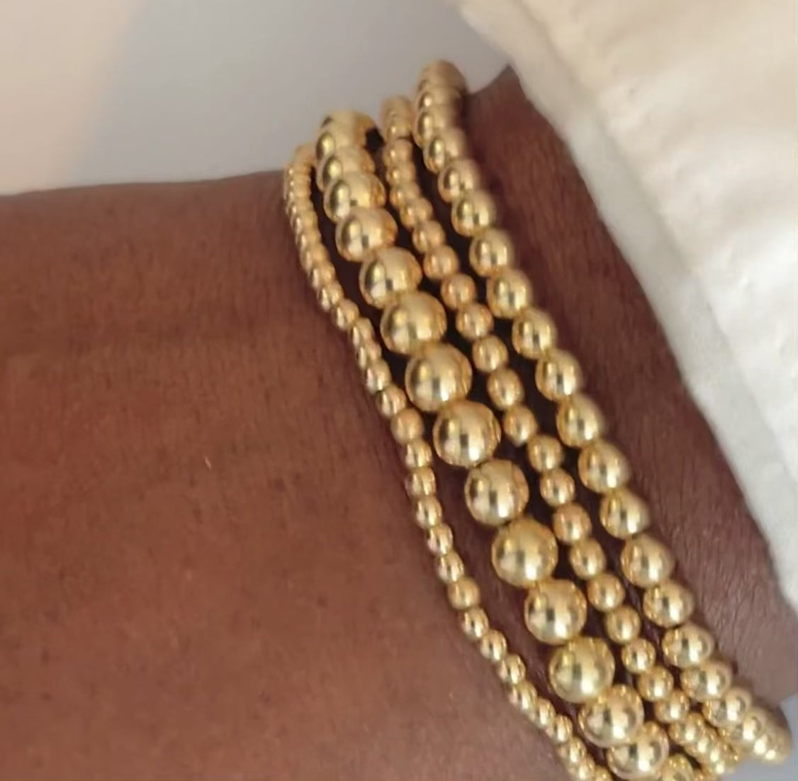 10k Gold Beaded Bracelet Set: