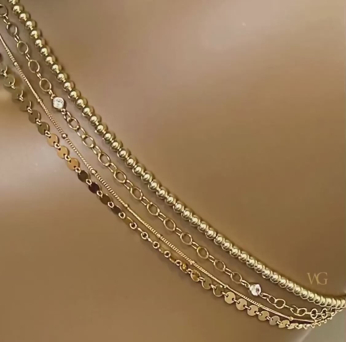 14k Gold Filled Multi -Strand Layered Waist Chain