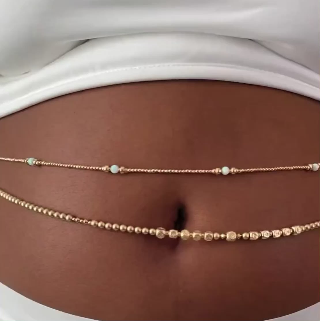 14k Gold Filled Waist Chain – Designer Beaded Detail